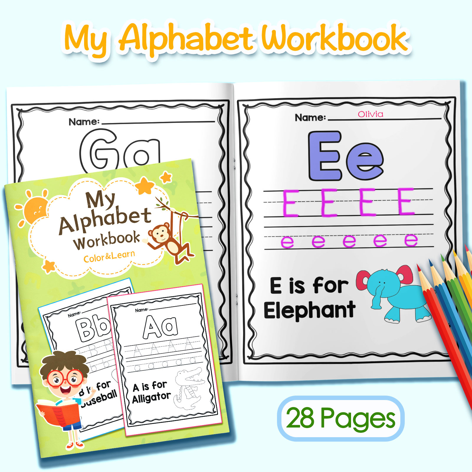 Kids Education Activities - 어린이용 알파벳 단어 및 문장 색칠