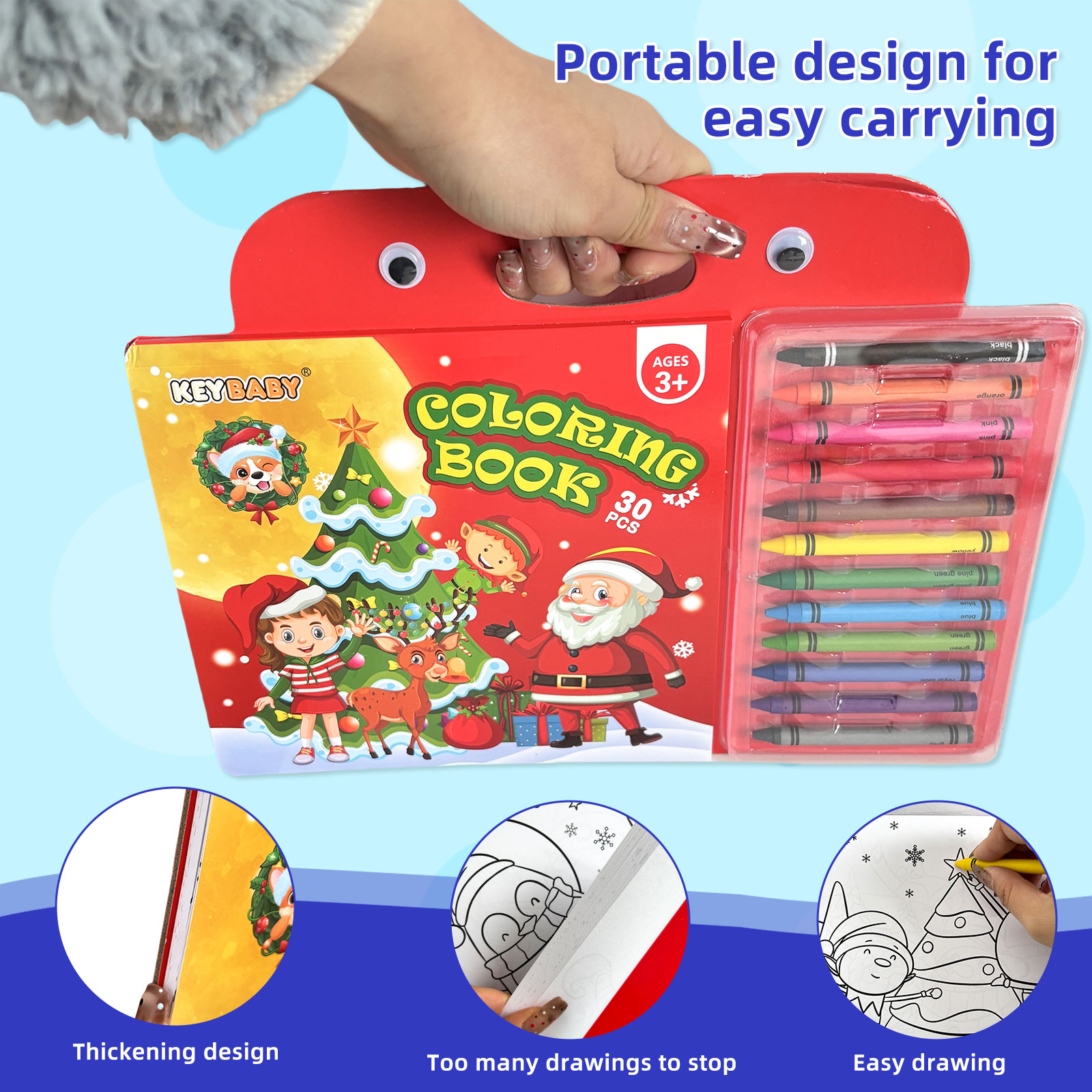 휴대용 어린이 그림 색칠책 세트 12색 크레용 크리스마 - Kids Education Activities 리뷰 및 가격