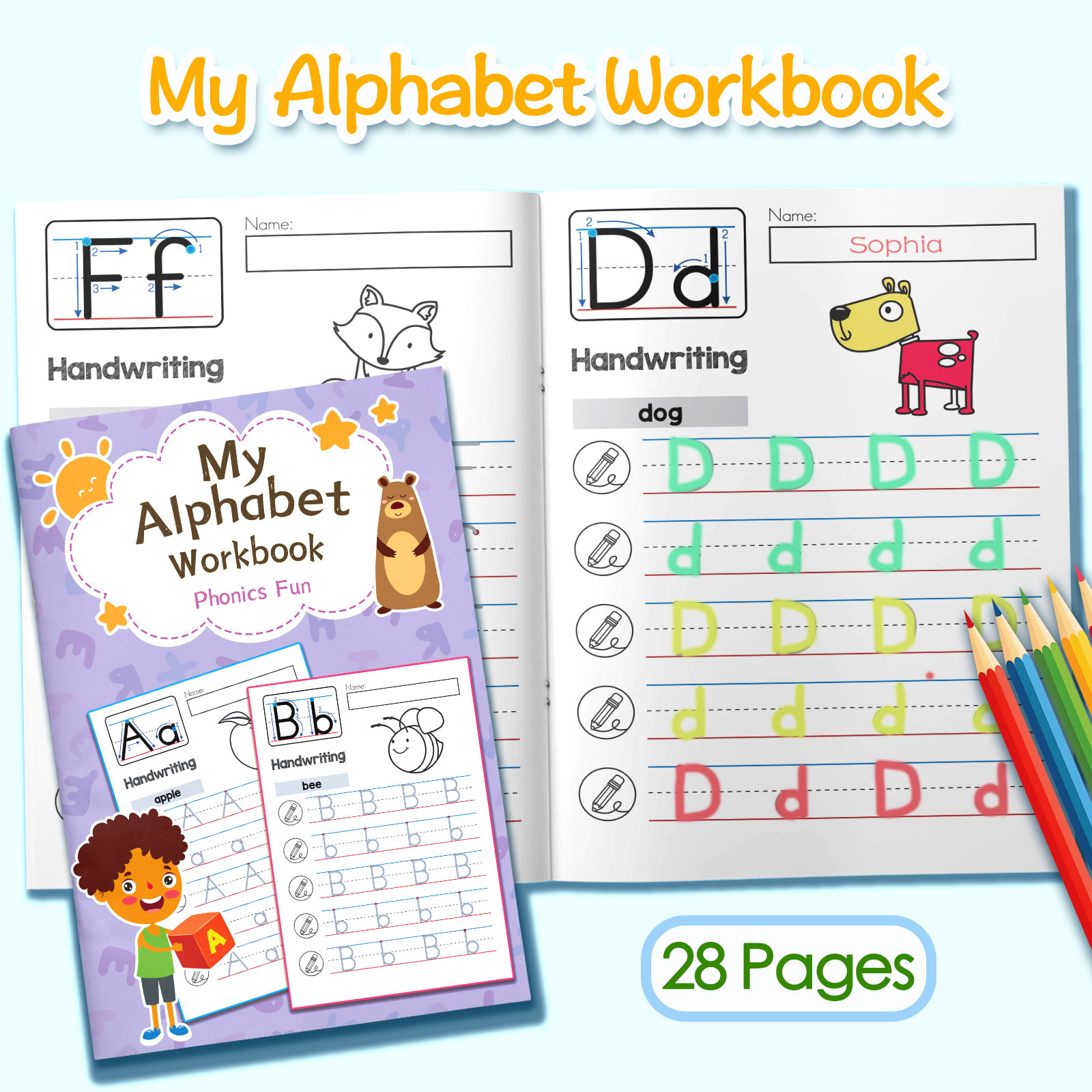 어린이용 알파벳 단어 및 문장 색칠 공부, 귀여운 만화 - Kids Education Activities 리뷰 및 가격